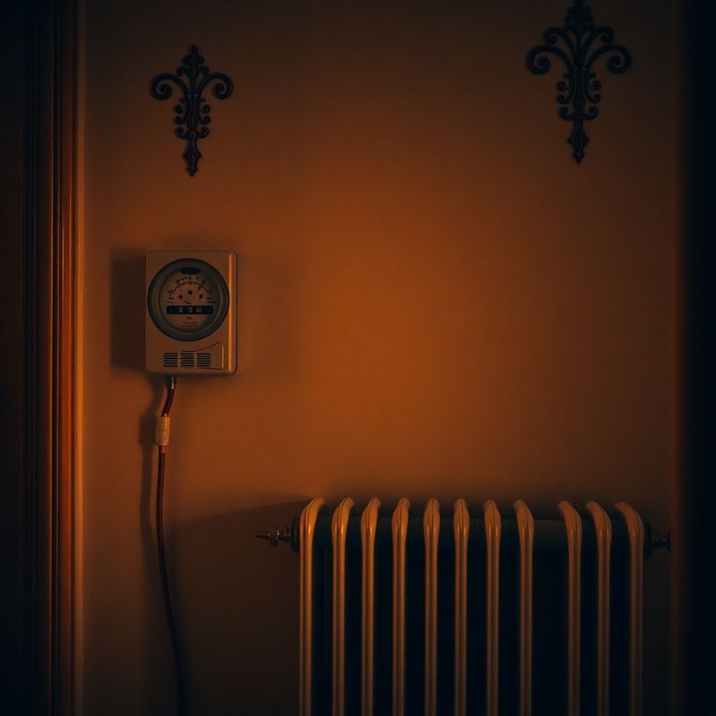 Interiér české domácnosti s radiátorem a měřidlem